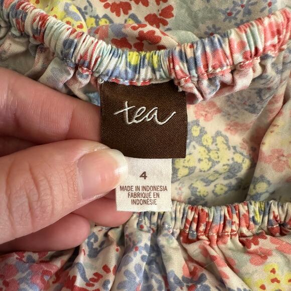 Tea Collection Girls‎ Dress Size 4 Ruffle Sleeve Cotton Floral Sundress Summer - Picture 2 of 10